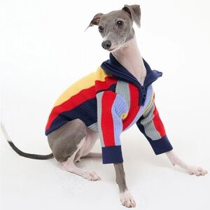 Staud PET HAMPTON SWEATER MARKET STRIPE Size Large Dog Outfit